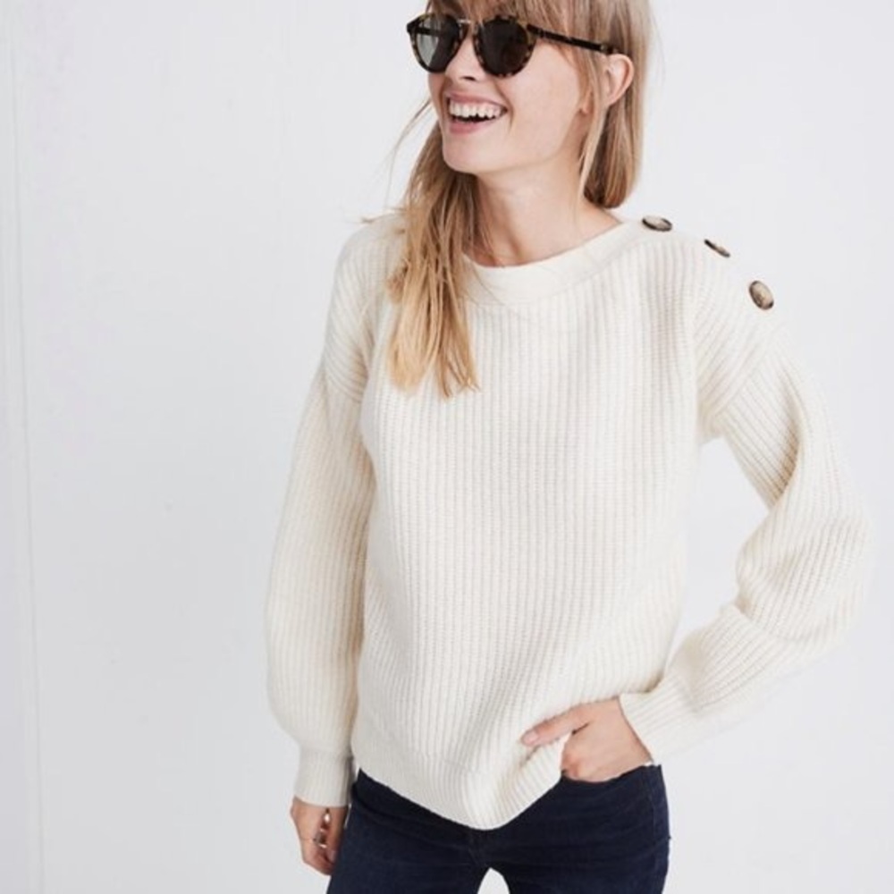 Madewell Boatneck Button-Shoulder Sweater